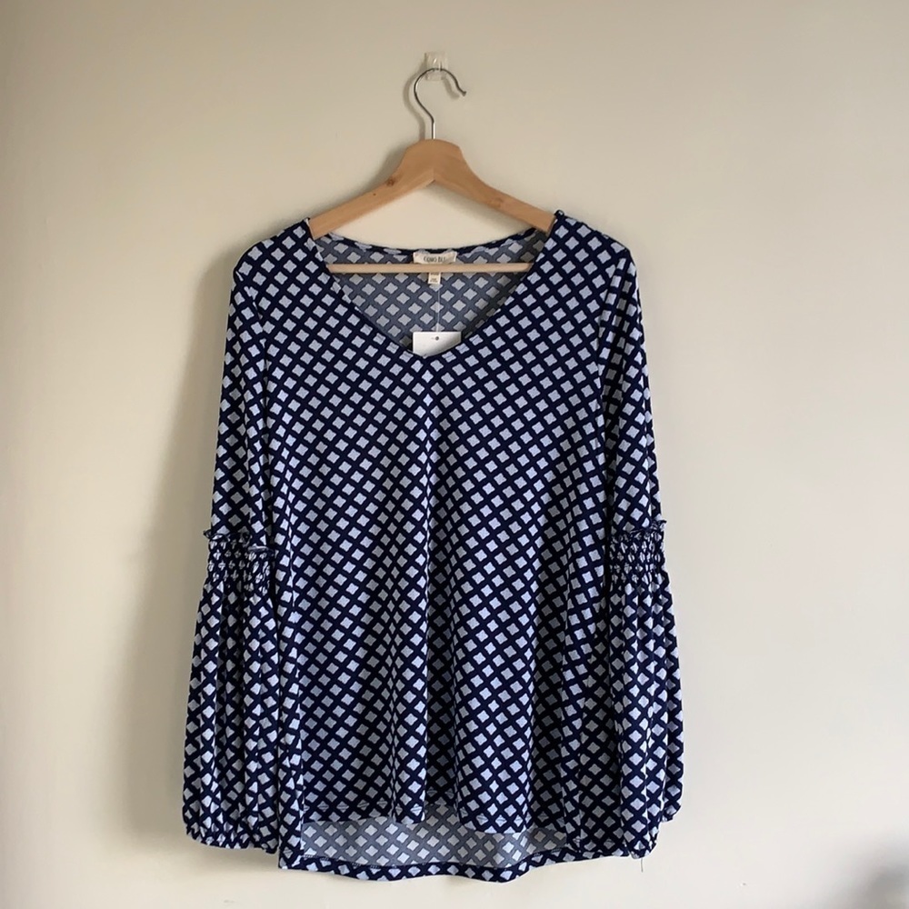 Como Blu Blue & White Blouse